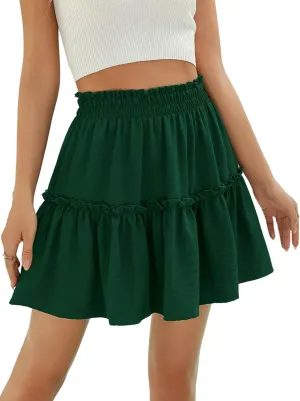 Berydress Womens Ruffle Mini Skirt 2025 Trendy Beach Vacation High Waisted Tiered A Line Casual Summer Boho Flowy Skirts