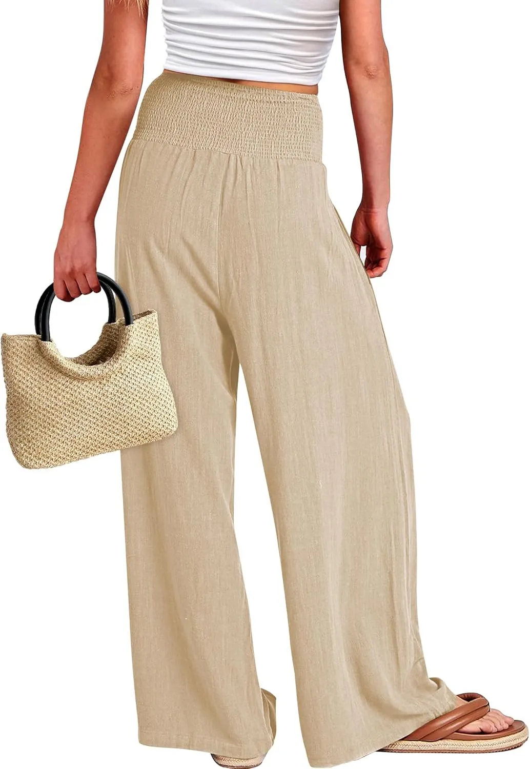 Buauty Women Palazzo Pants Wide Leg Casual Pant Summer High Waist Lounge Pants 2024 Loose Baggy Beach Travel Clothes