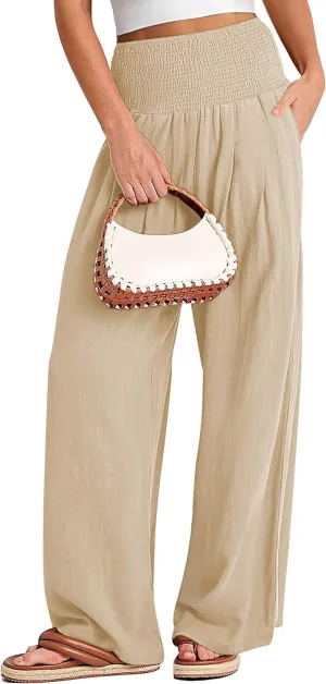Buauty Women Palazzo Pants Wide Leg Casual Pant Summer High Waist Lounge Pants 2024 Loose Baggy Beach Travel Clothes