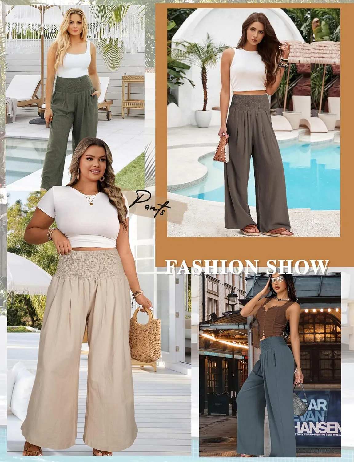 Buauty Women Palazzo Pants Wide Leg Casual Pant Summer High Waist Lounge Pants 2024 Loose Baggy Beach Travel Clothes