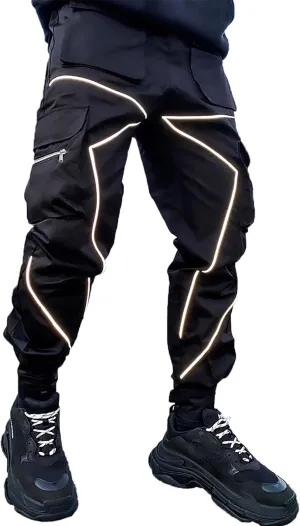 Cargo Pants for Men Reflective Joggers Tactical Sweatpants Mens Techwear Harem