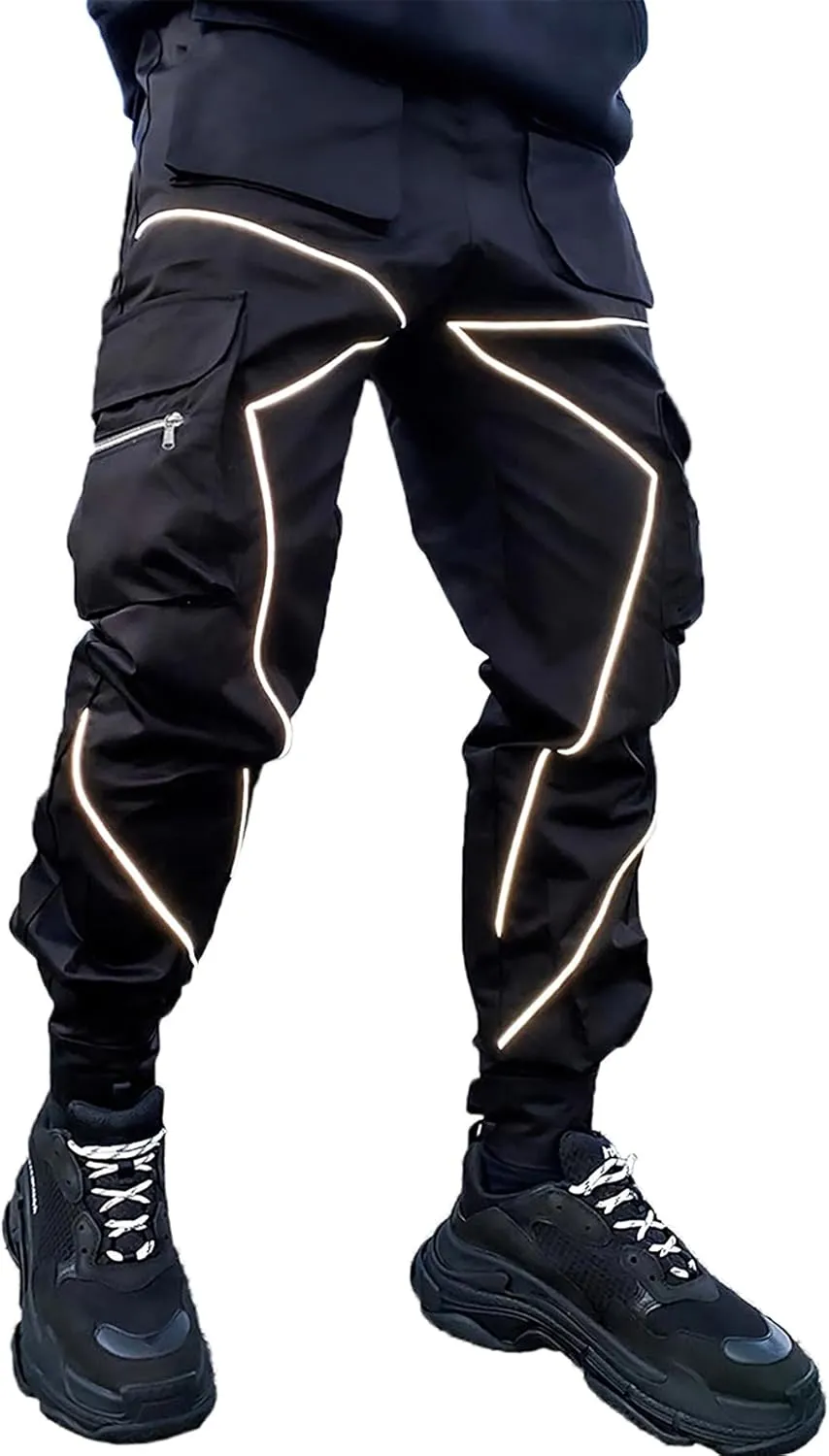 Cargo Pants for Men Reflective Joggers Tactical Sweatpants Mens Techwear Harem
