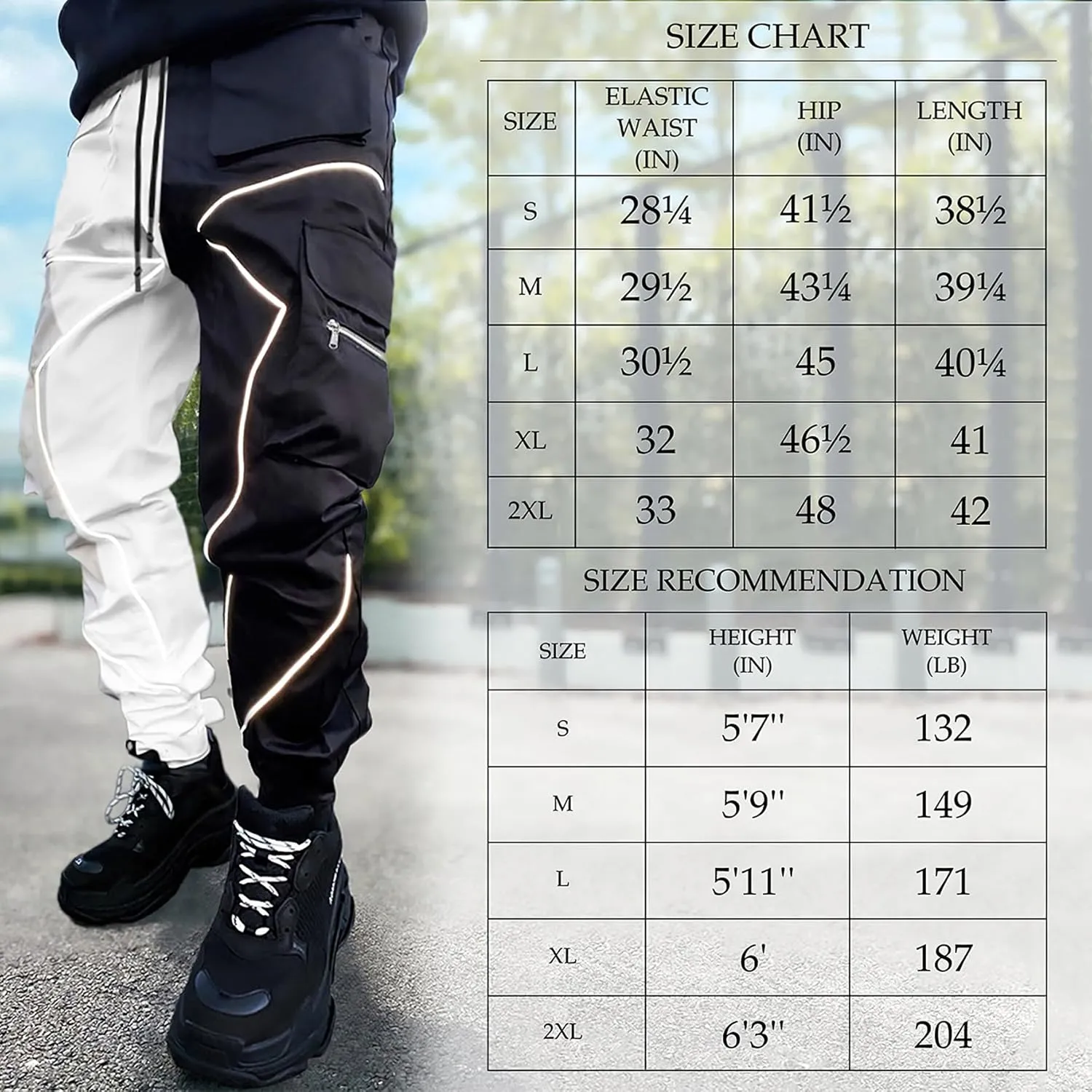 Cargo Pants for Men Reflective Joggers Tactical Sweatpants Mens Techwear Harem