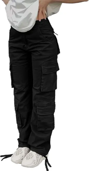 Cargo Pants for Women High Waisted Casual Pants Baggy Y2k Straight Wide Leg Pants with Pockets Streetwear