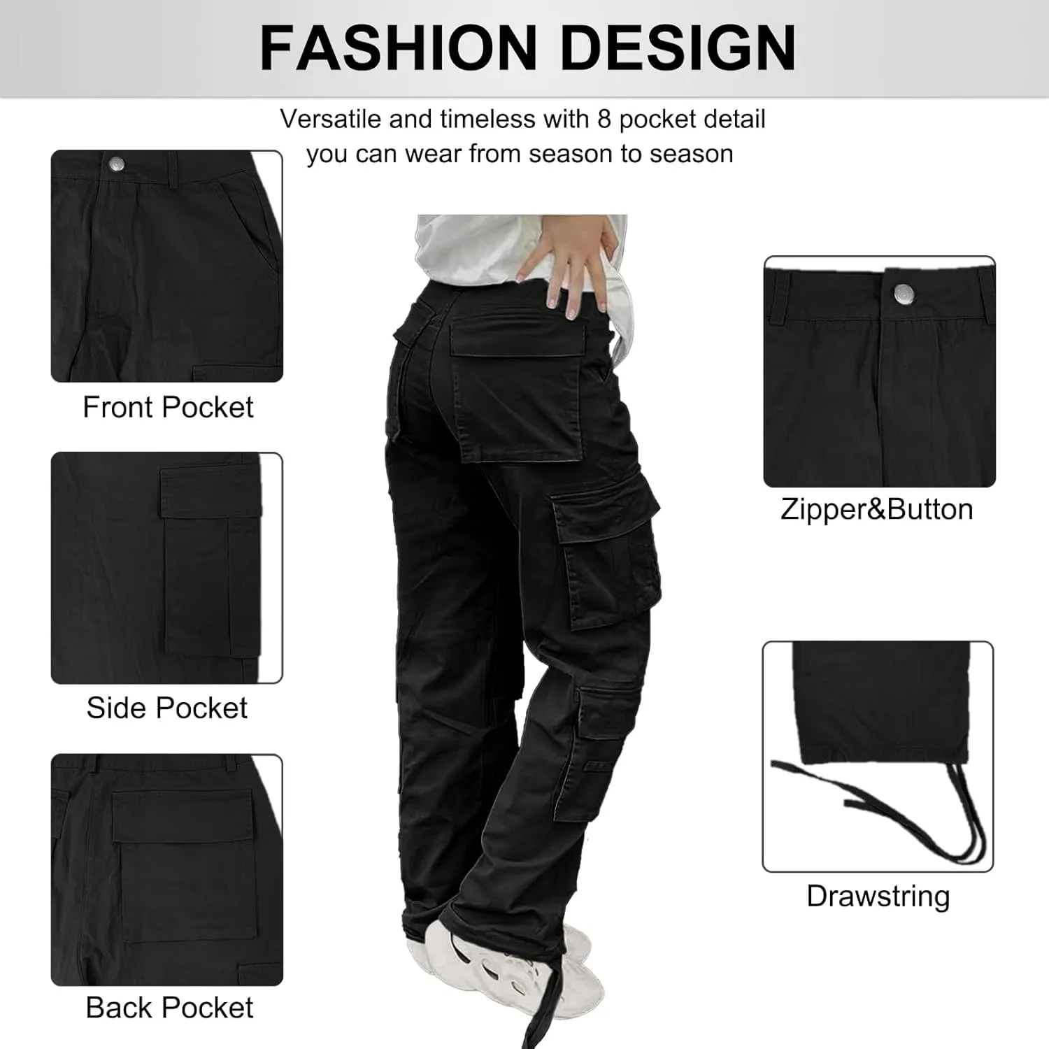 Cargo Pants for Women High Waisted Casual Pants Baggy Y2k Straight Wide Leg Pants with Pockets Streetwear