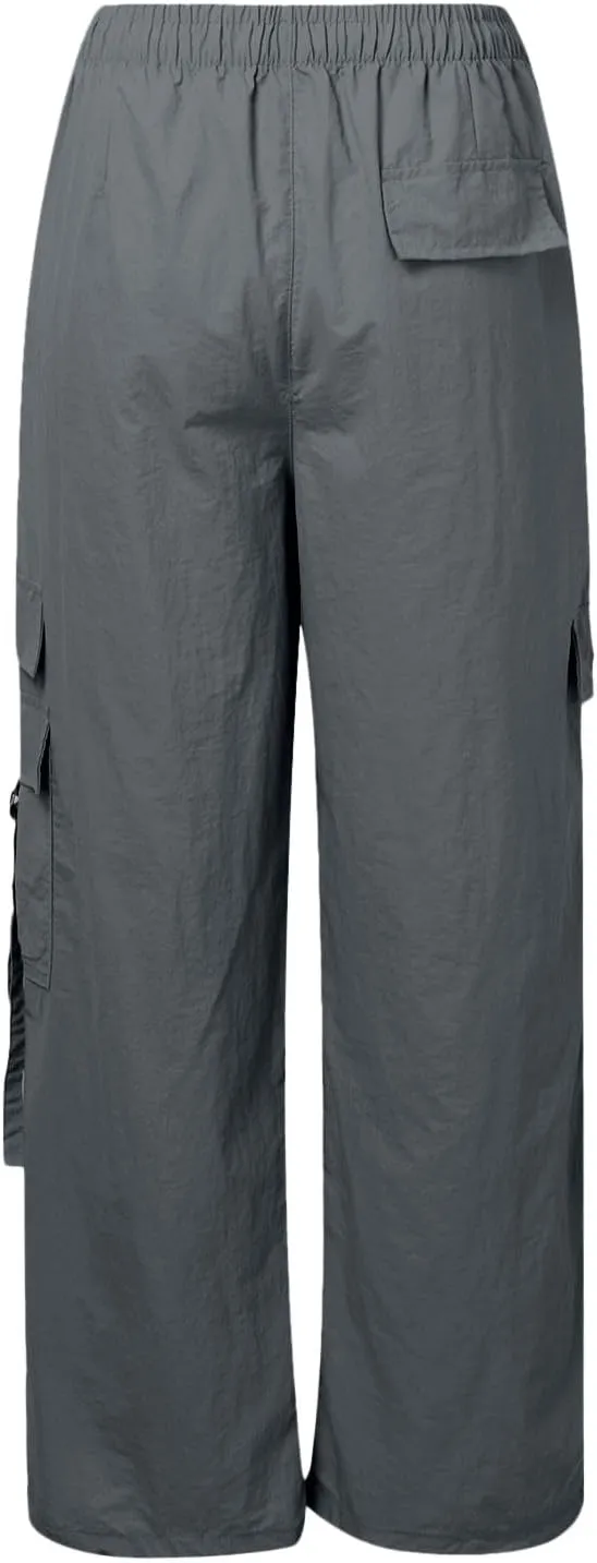 Cargo Pants for Women Summer Wide Leg Pants Elastic High Waist Loose Fit Comfy Casual Trousers with Pockets 2025