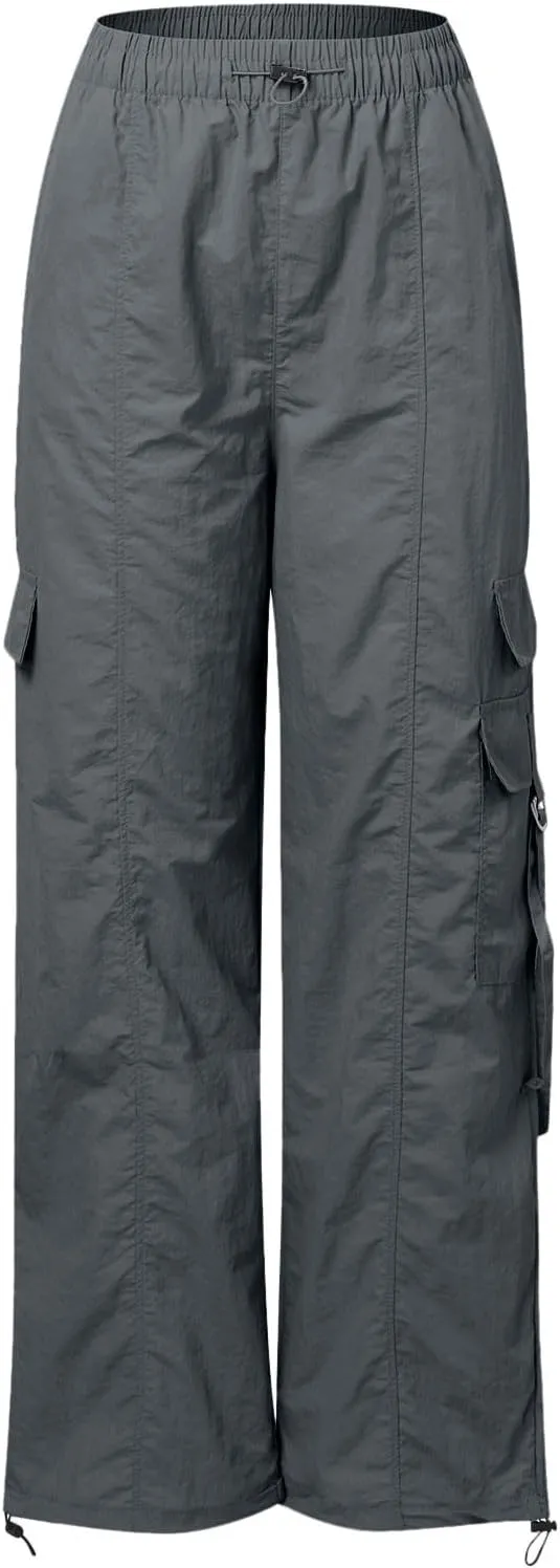 Cargo Pants for Women Summer Wide Leg Pants Elastic High Waist Loose Fit Comfy Casual Trousers with Pockets 2025