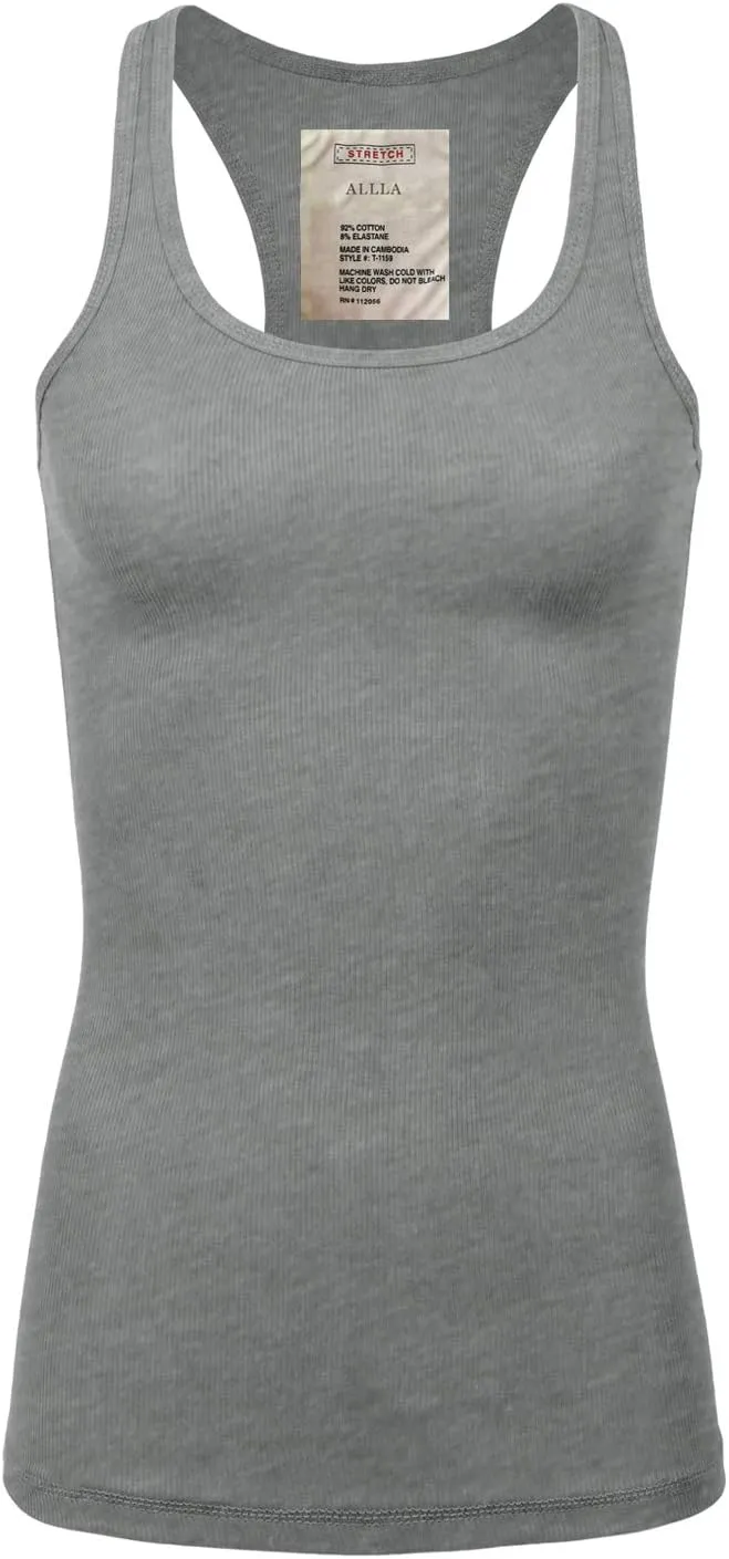 Casual Basic Tank Top Racerback Fitted Stretchy Layer Undershirts (S-XXXL)