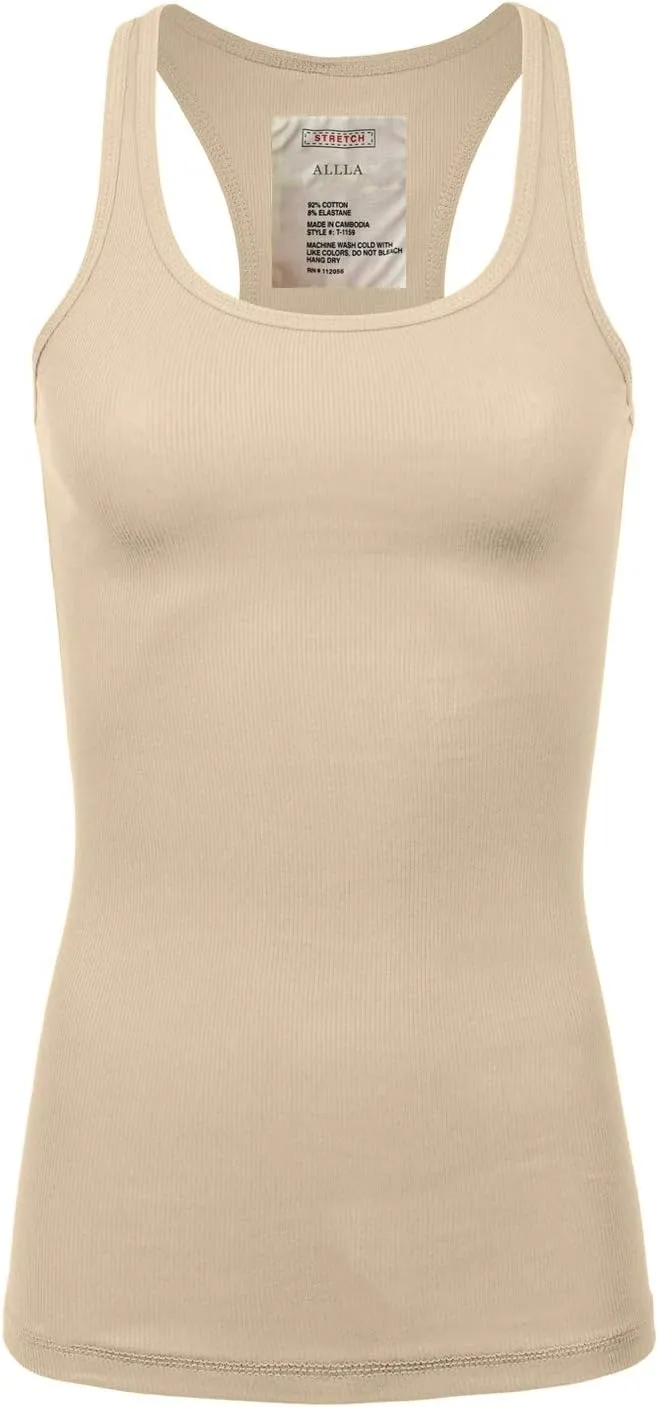 Casual Basic Tank Top Racerback Fitted Stretchy Layer Undershirts (S-XXXL)