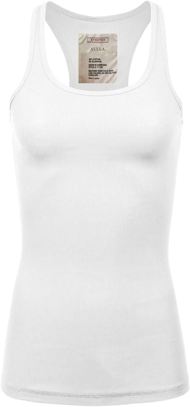 Casual Basic Tank Top Racerback Fitted Stretchy Layer Undershirts (S-XXXL)