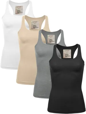 Casual Basic Tank Top Racerback Fitted Stretchy Layer Undershirts (S-XXXL)