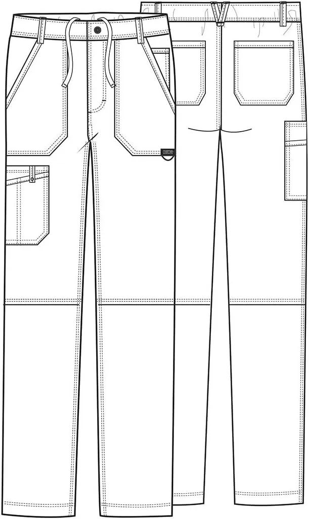 Cherokee Cargo Pants for Men Scrub, Modern Fit Inside Drawstring Bottom WW140