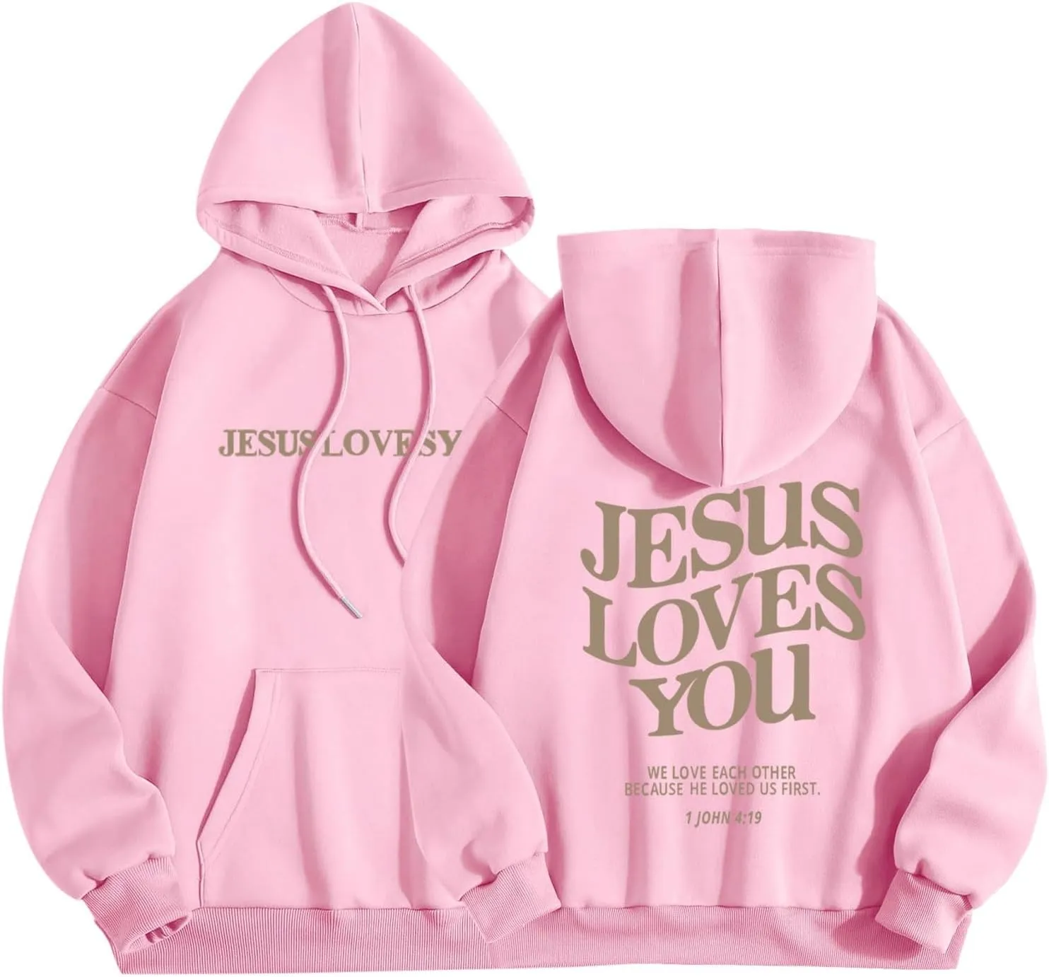 Christian Hoodie Women Jesus Loves You Letter Graphic Y2K Preppy Oversized Sweatshirt Long Sleeve Fall Pullover Tops