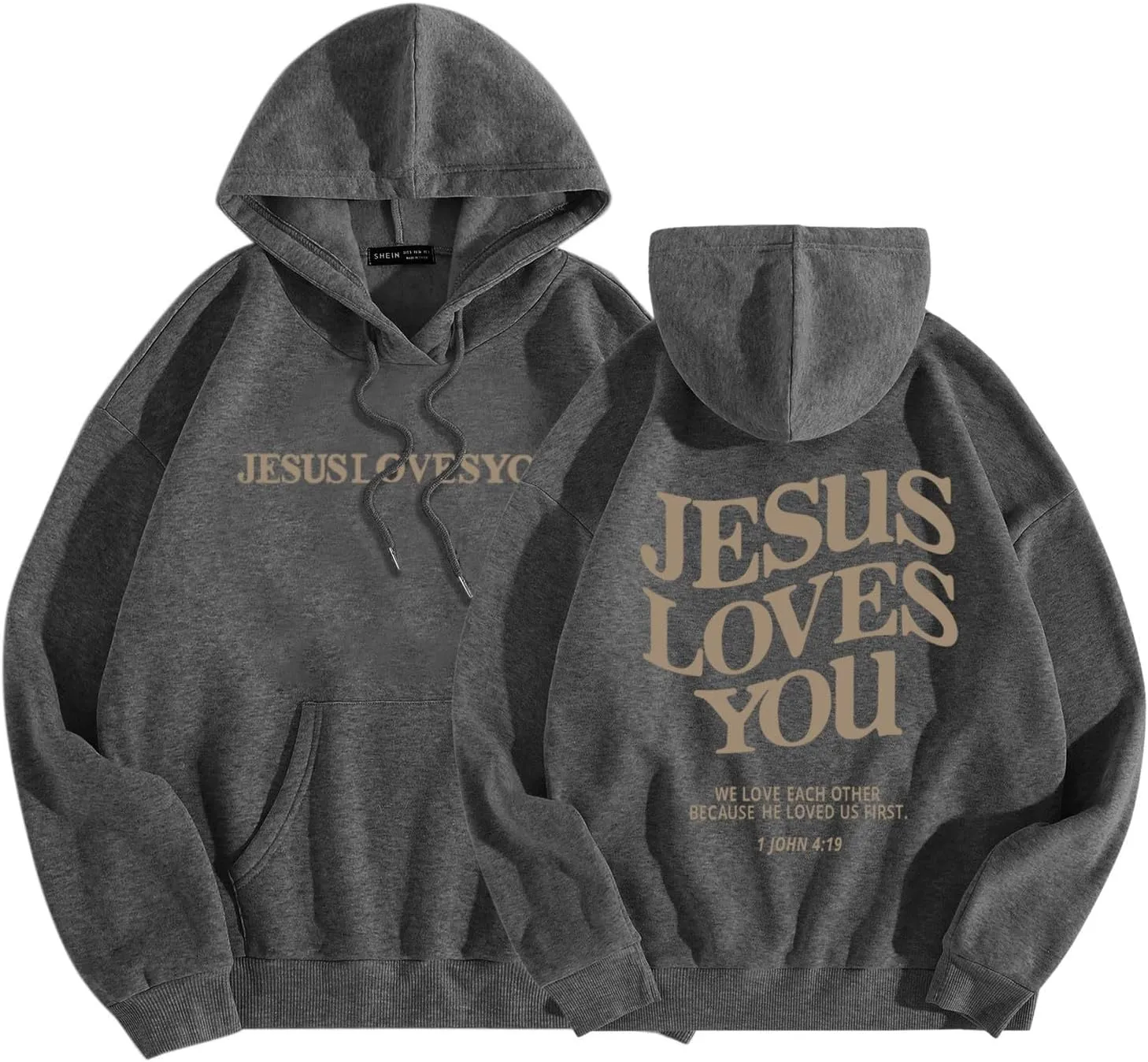 Christian Hoodie Women Jesus Loves You Letter Graphic Y2K Preppy Oversized Sweatshirt Long Sleeve Fall Pullover Tops