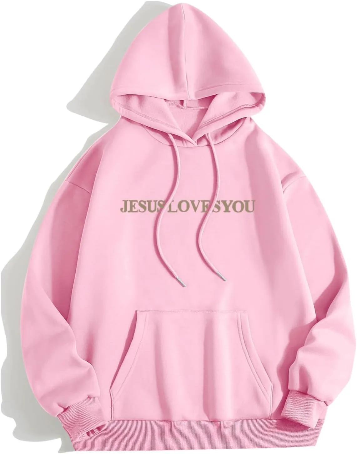 Christian Hoodie Women Jesus Loves You Letter Graphic Y2K Preppy Oversized Sweatshirt Long Sleeve Fall Pullover Tops