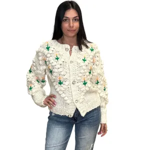 Chunky Knit Floral Cardigan