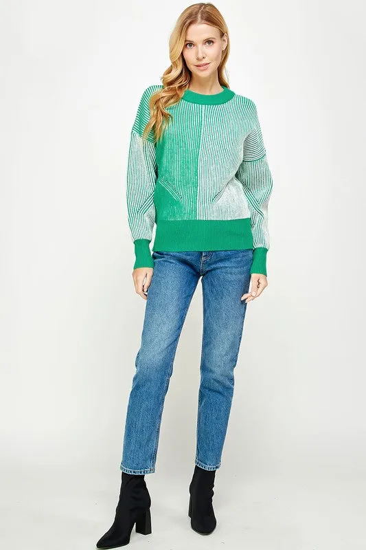 Chunky Multiway Striped Wide Ribbed Sweater