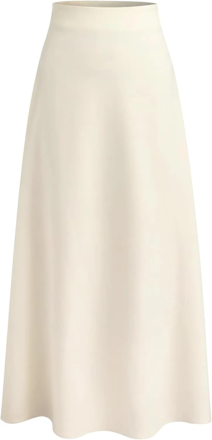 CIDER High Waist Solid Pleated Maxi Skirt