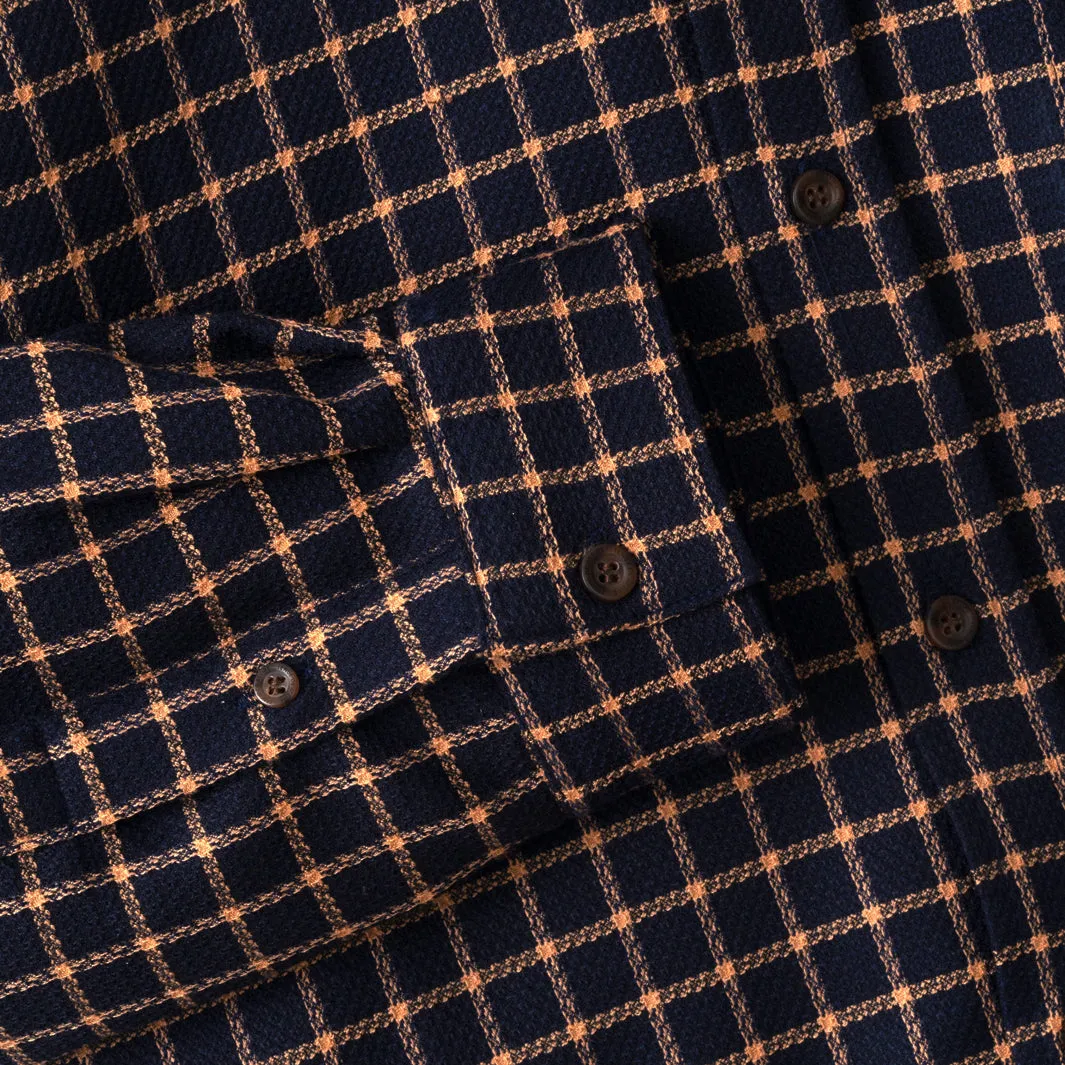 College Days Flannel Long Sleeve - Navy Brown