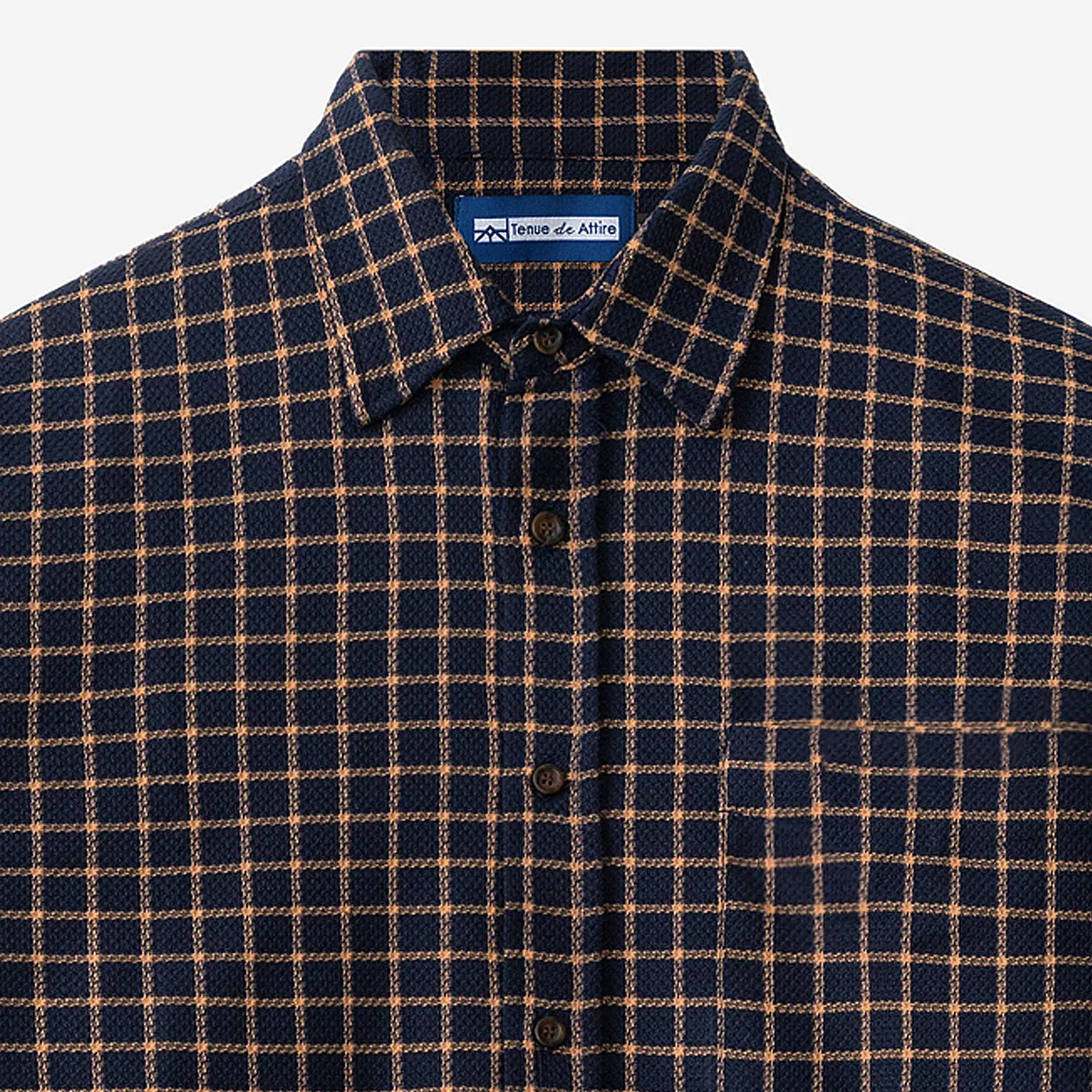 College Days Flannel Long Sleeve - Navy Brown
