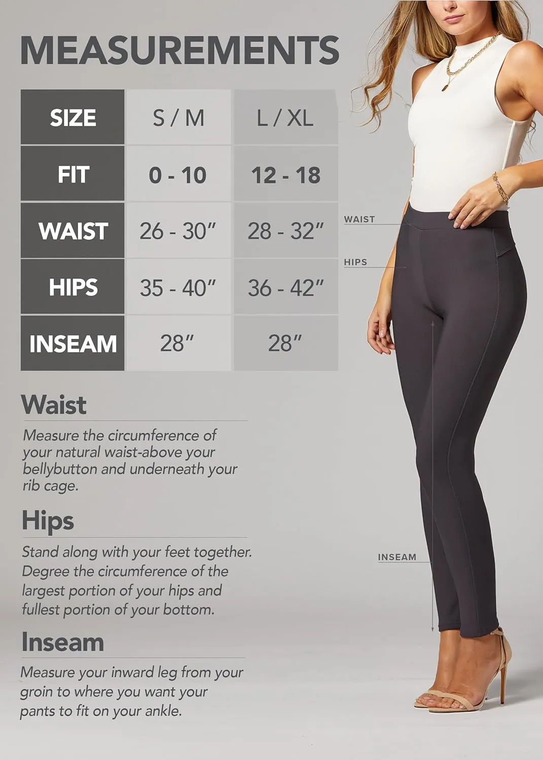 Conceited Stretch Ponte Pants for Women - Dressy Leggings - High Waist Shaping Butt Lifting