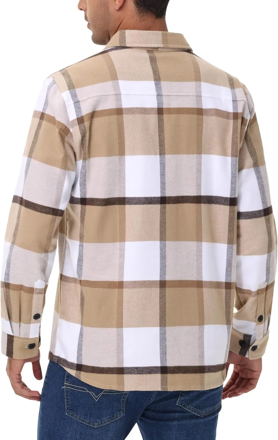 Cotrasen Mens Flannel Shirts Long Sleeve Cotton Flannel Shirt for Men Casual Button Up Plaid T-Shirt with 2 Pockets