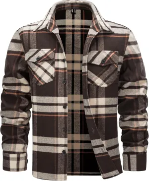 Cotrasen Mens Flannel Shirts Long Sleeve Cotton Flannel Shirt for Men Casual Button Up Plaid T-Shirt with 2 Pockets