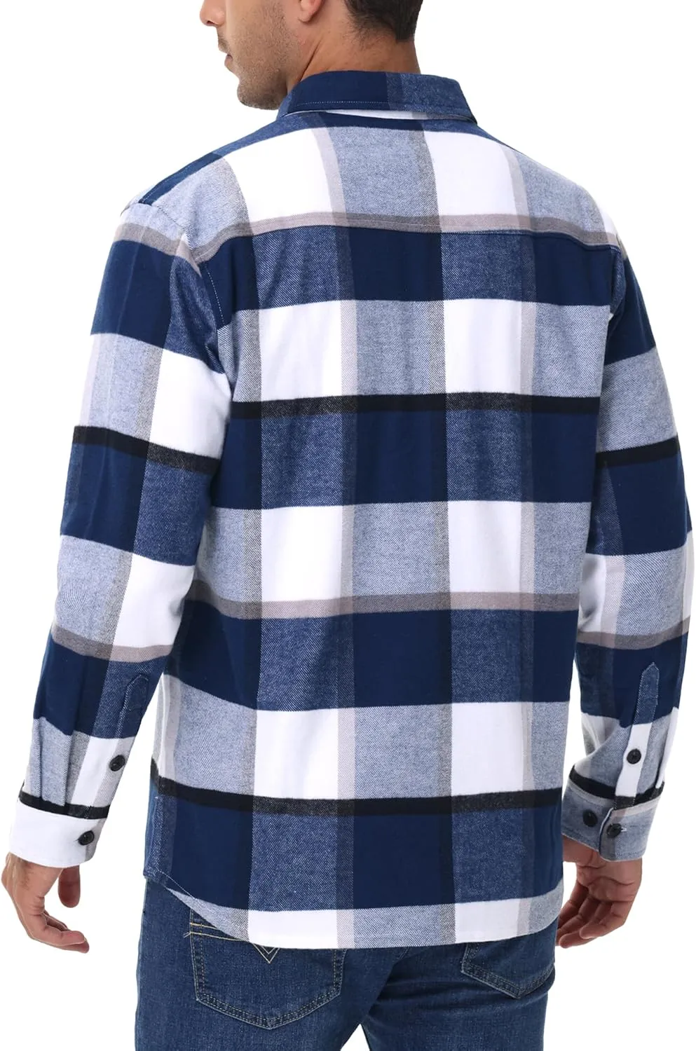 Cotrasen Mens Flannel Shirts Long Sleeve Cotton Flannel Shirt for Men Casual Button Up Plaid T-Shirt with 2 Pockets