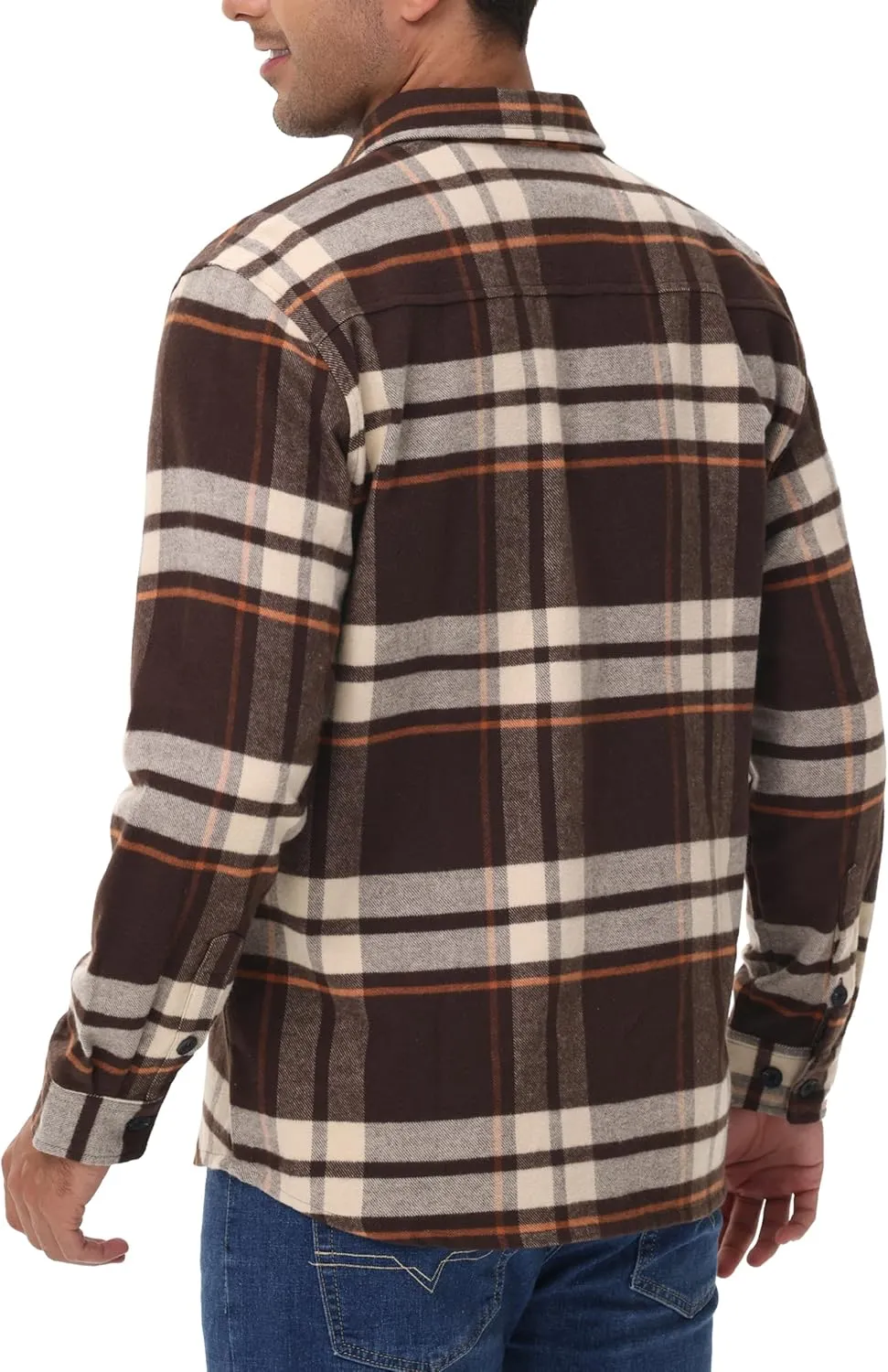 Cotrasen Mens Flannel Shirts Long Sleeve Cotton Flannel Shirt for Men Casual Button Up Plaid T-Shirt with 2 Pockets