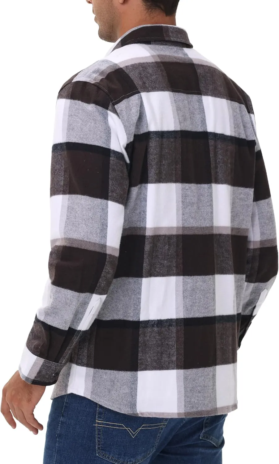 Cotrasen Mens Flannel Shirts Long Sleeve Cotton Flannel Shirt for Men Casual Button Up Plaid T-Shirt with 2 Pockets