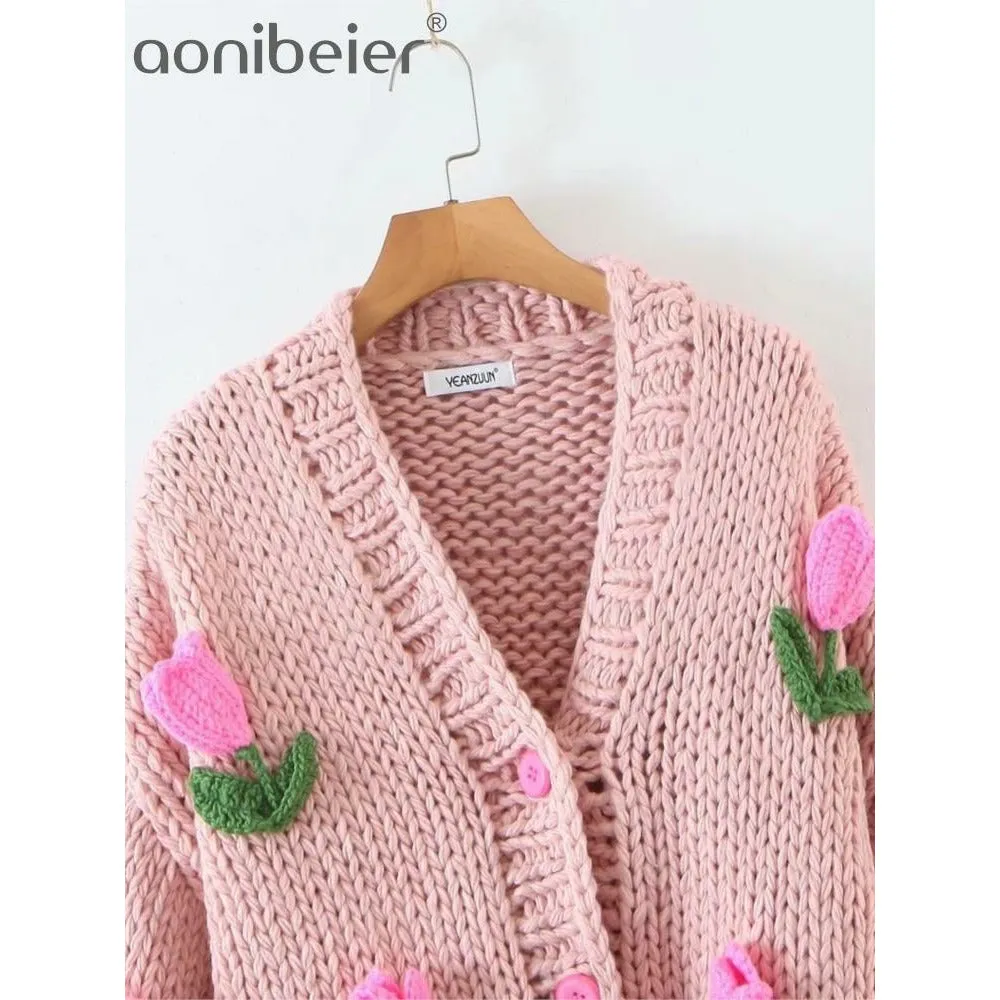 Crochet Tulip Chunky Knit Cardigan