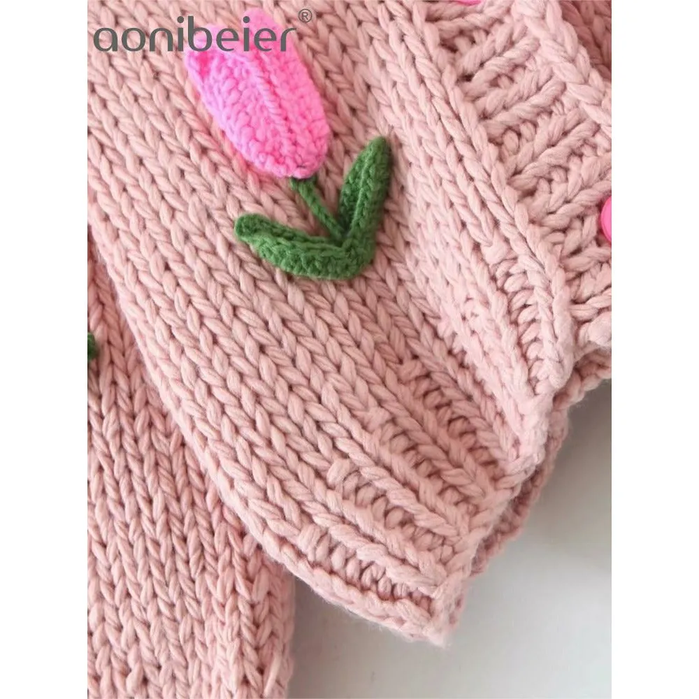 Crochet Tulip Chunky Knit Cardigan