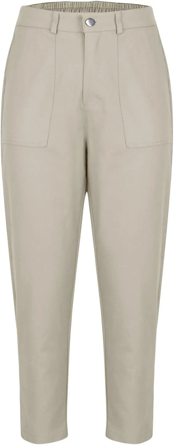 Cropped Dress Pants for Women Business Casual High Waist Ankle Work Pants Straight Leg Capri Trousers with Pockets