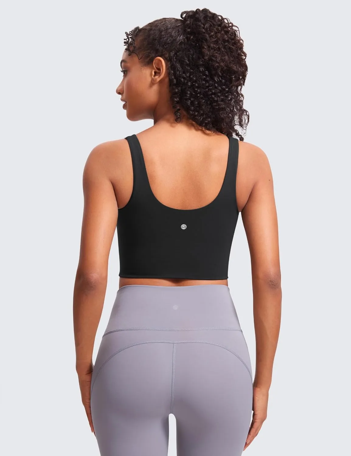 CRZ YOGA Softness Mold Butterluxe Longline Sports Bras for Women - Molded Cup V Neck Yoga Clothes Workout Crop Tank Top