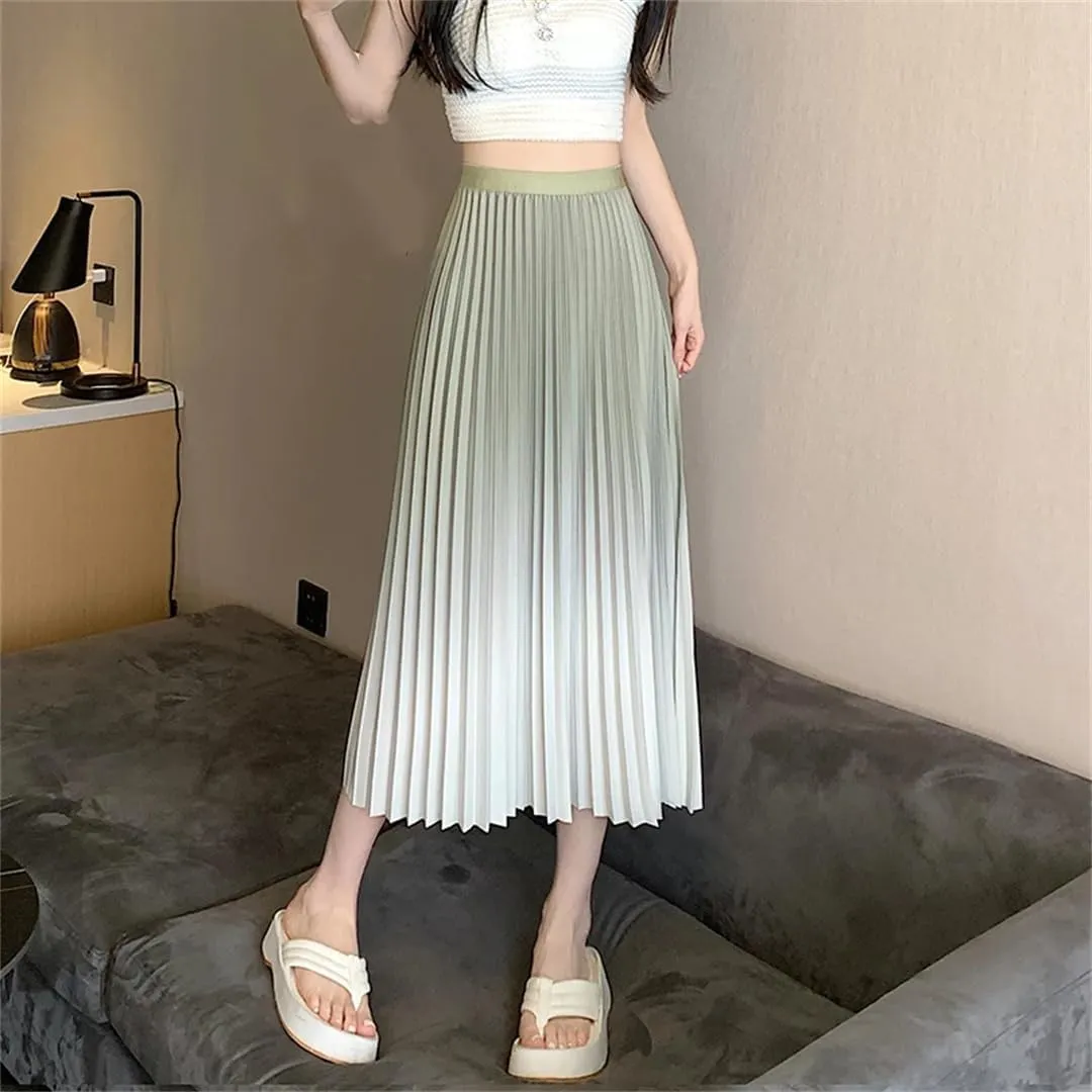 Dbdkejj Women Spring Summer Pleated Midi Skirt Korean Straight Skirt