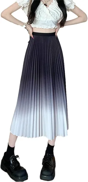 Dbdkejj Women Spring Summer Pleated Midi Skirt Korean Straight Skirt