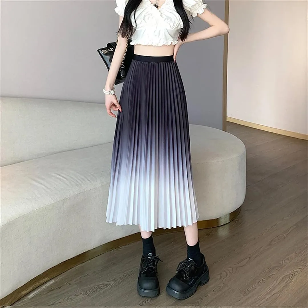 Dbdkejj Women Spring Summer Pleated Midi Skirt Korean Straight Skirt