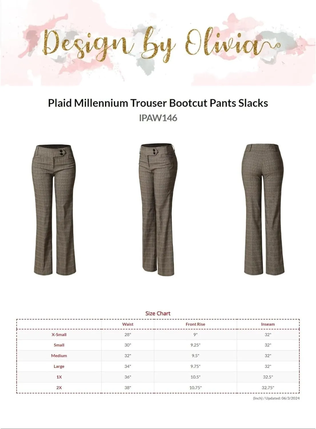 Design by Olivia Women's Ultra Stretch Comfy Millennium Bootcut Dress Pants Work Business Office Trousers