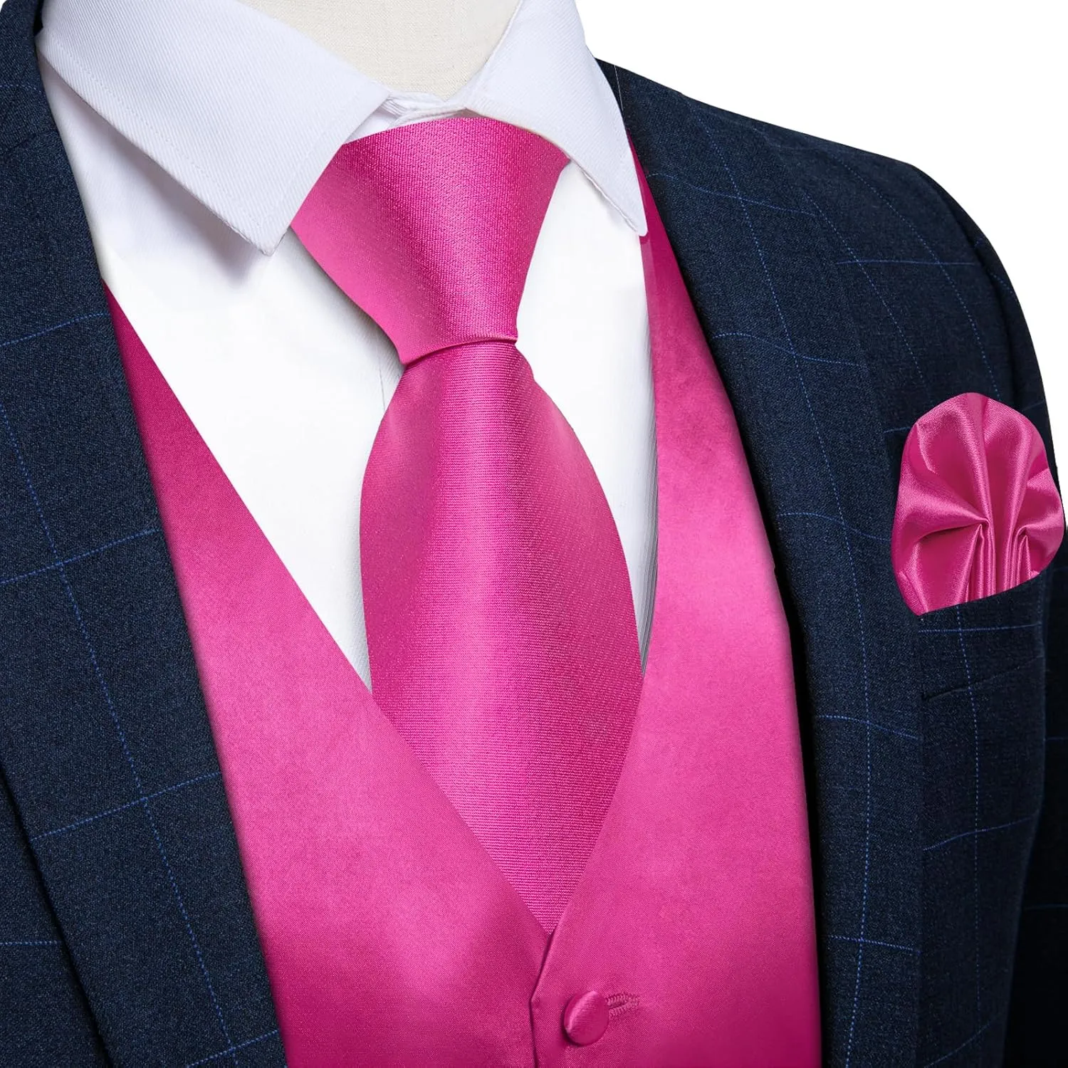 DiBanGu Suit Vest for Men Vest Set with Tie Bowtie Tie Clip Pocket Square Cufflinks 6Pcs Waistcoat