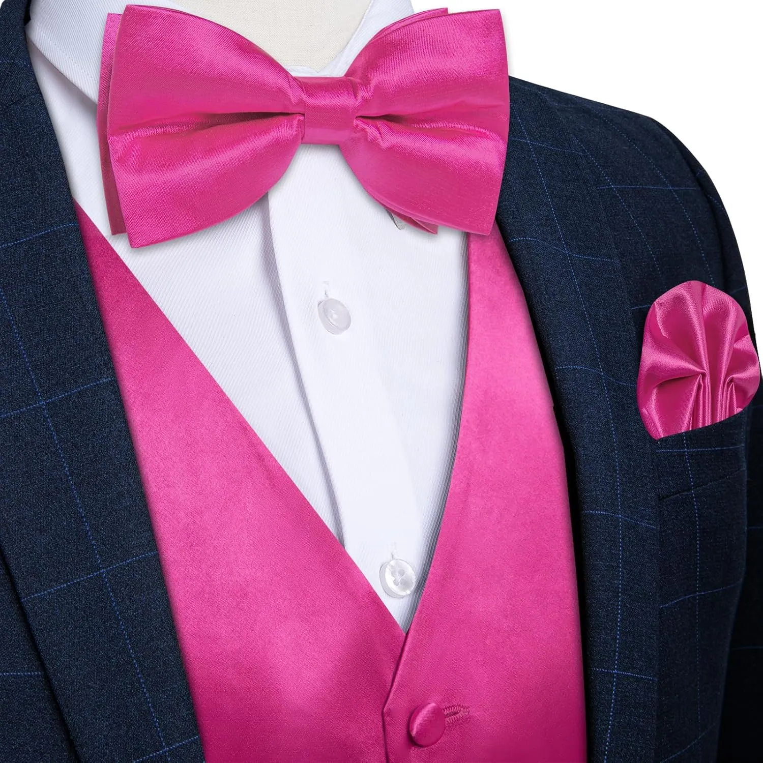 DiBanGu Suit Vest for Men Vest Set with Tie Bowtie Tie Clip Pocket Square Cufflinks 6Pcs Waistcoat