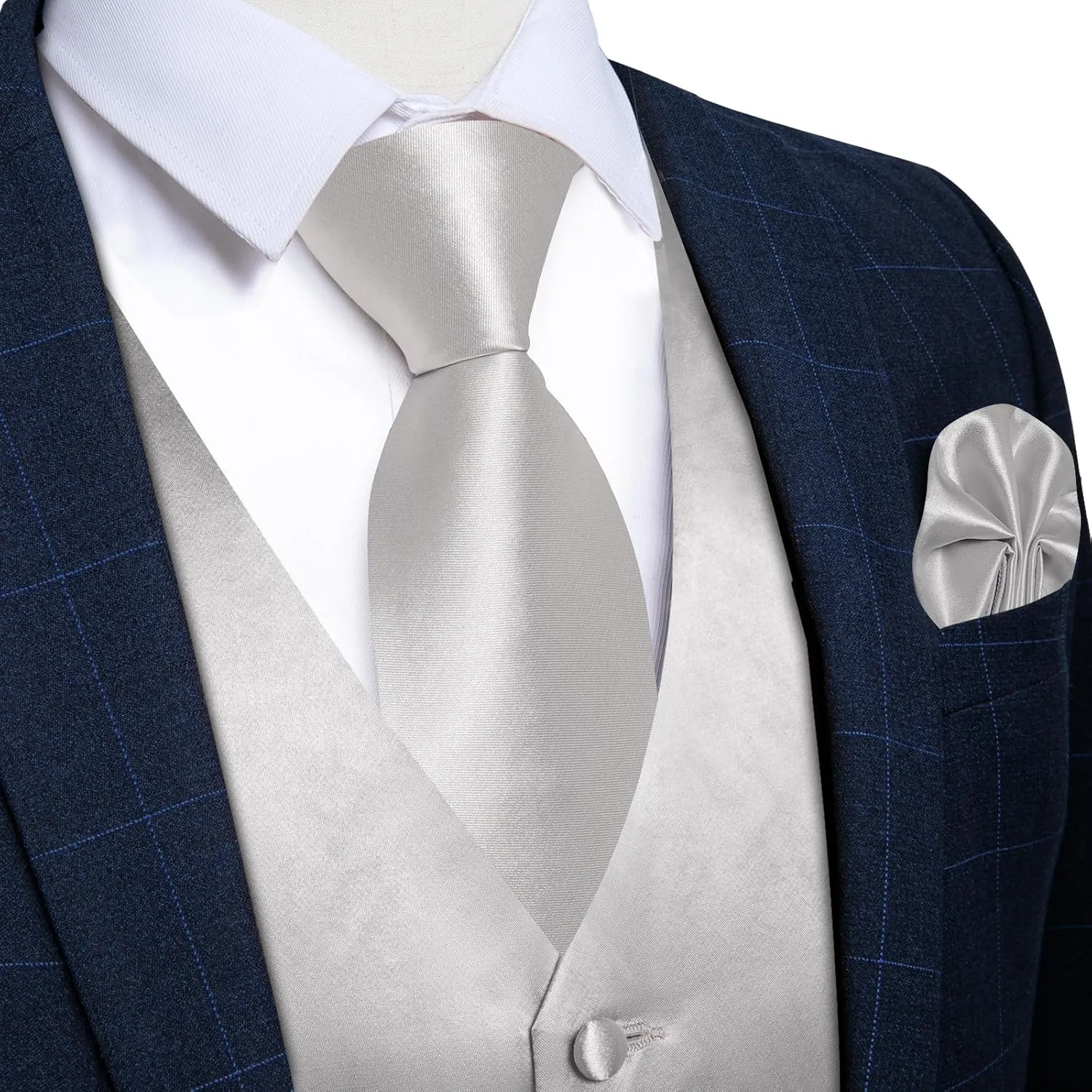 DiBanGu Suit Vest for Men Vest Set with Tie Bowtie Tie Clip Pocket Square Cufflinks 6Pcs Waistcoat