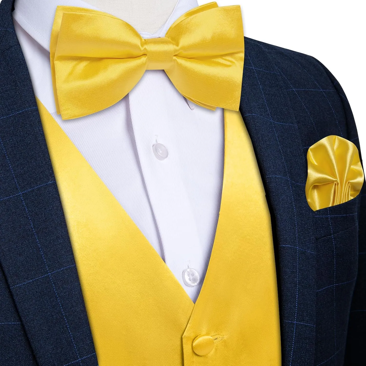 DiBanGu Suit Vest for Men Vest Set with Tie Bowtie Tie Clip Pocket Square Cufflinks 6Pcs Waistcoat