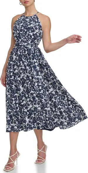 DKNY Women's Flutter Sleeve V-Neck Dress