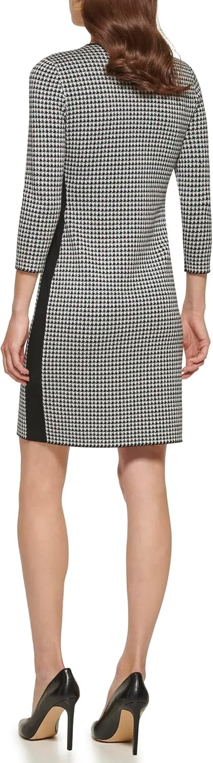 DKNY womens Short Length Faux Pocket Jewel Neck Dress