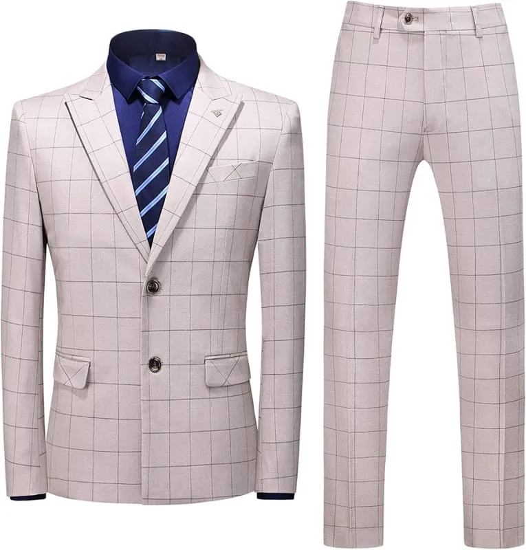 Dusty Pink Striped Two Pieces Business Suits Peaked Lapel Prom Suits