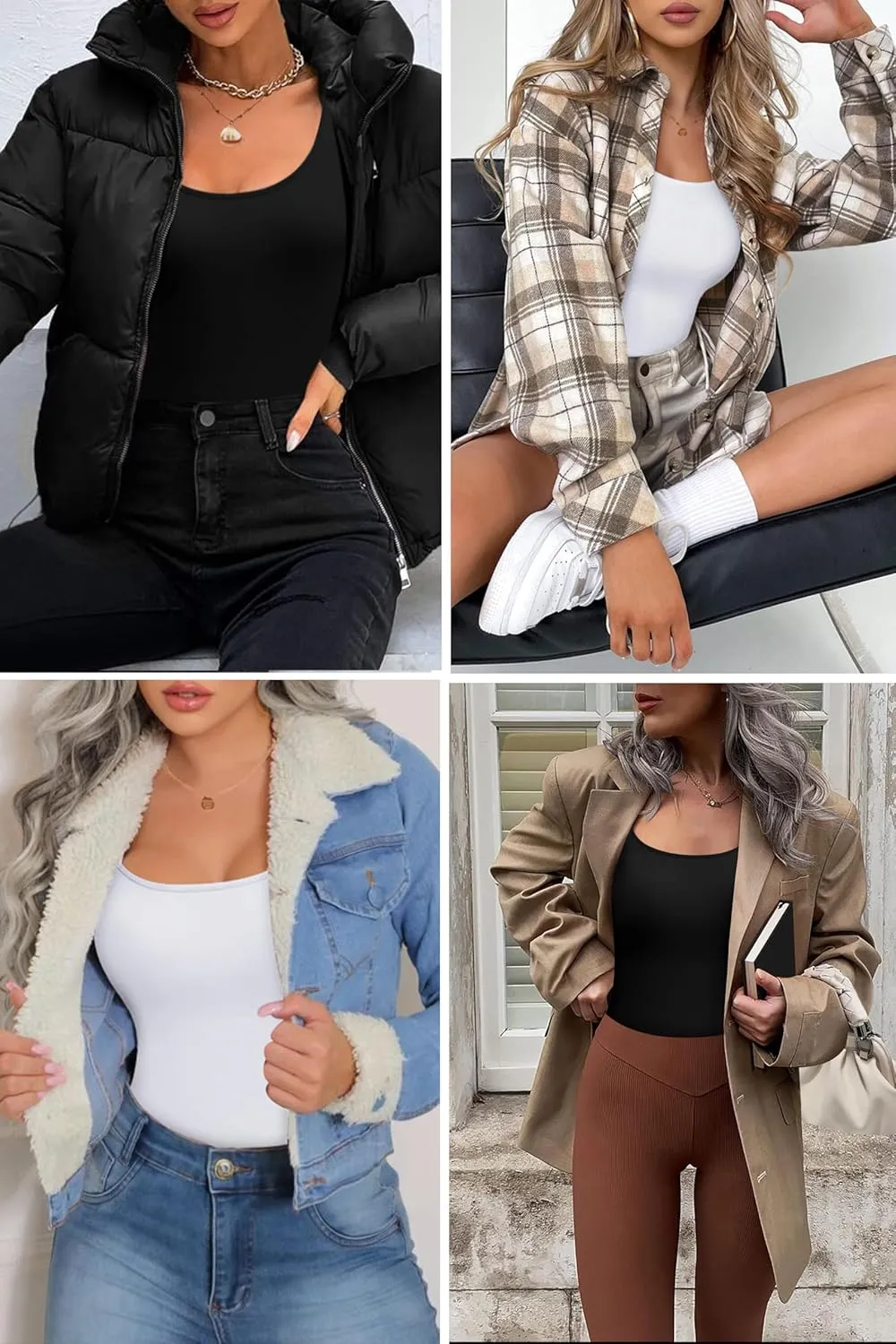 Ekouaer 2 Pack Women's Scoop Neck Tops Long Sleeve Slim Fit T Shirt Thermal Shirts Basic Tight Tee XS-XXL