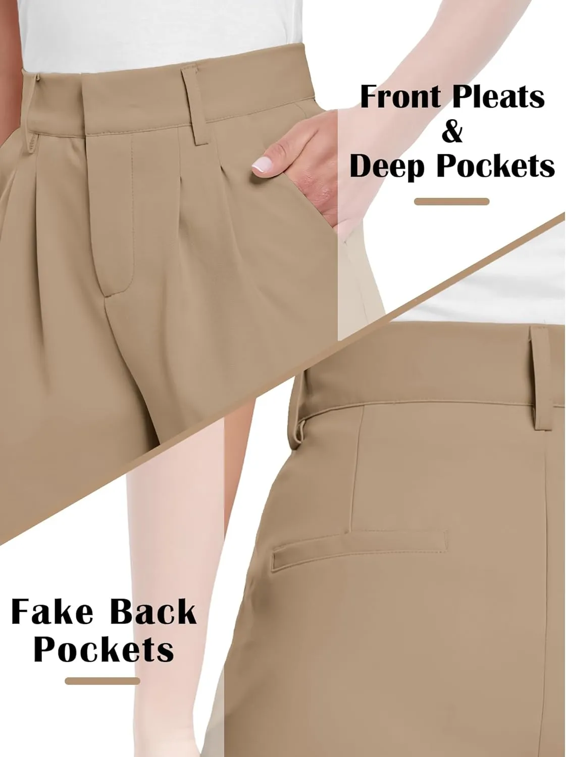 ELLEVEN Wide Leg Dress Pants for Woman, High Waisted Business Casual Work Trousers with Pockets