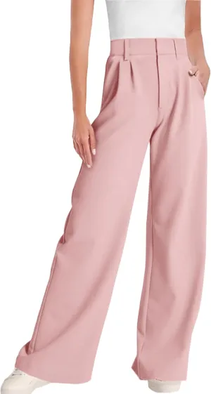 ELLEVEN Wide Leg Dress Pants for Woman, High Waisted Business Casual Work Trousers with Pockets