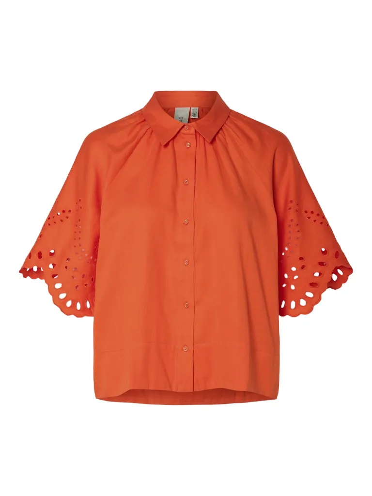 Elva 2/4 Sleeve Shirt Tomato Red