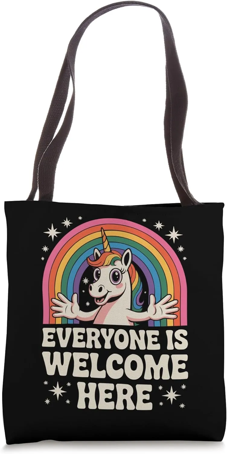 Everyone Is Welcome Here Idaho Teacher Inclusion Unicorn Tote Bag